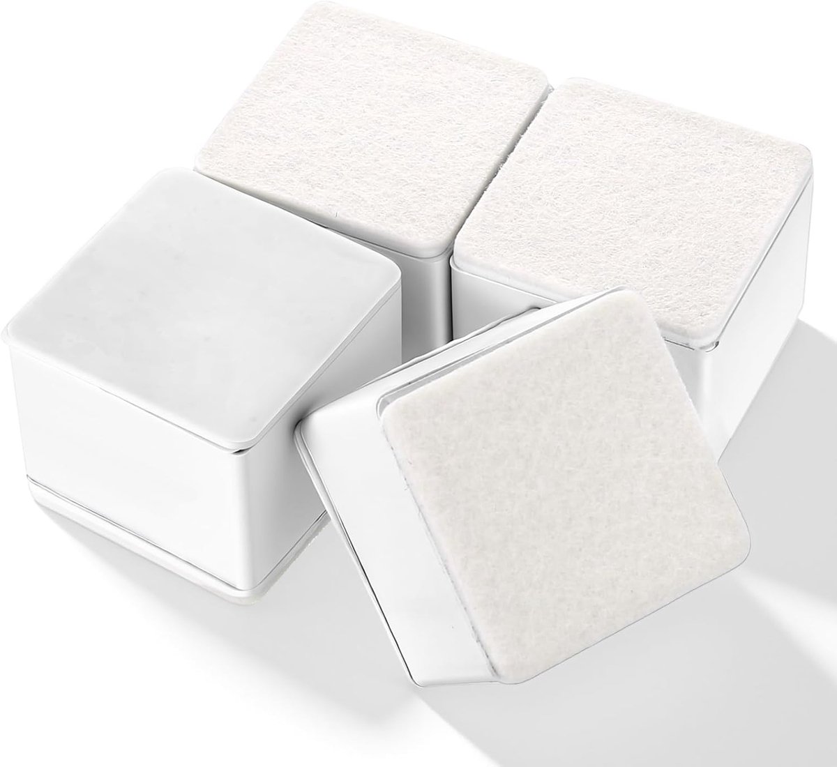 4 stuks vierkante meubelverhogers, zwaar belastbare bedliften, bedverhogers voor zwaar gebruik, 2,4 x 2,4 x 2 x 2 antislip zelfklevende vilten tafelverhogers, meubelverhogers voor bedden