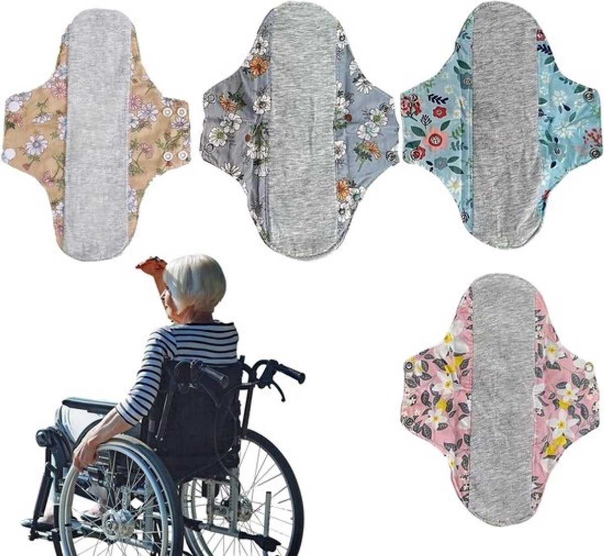 Herbruikbare Inlegkruisjes - Stoffen Maandverband - Hygiënisch Werken - Waterdichte Barrière - 4 Stuks - Mix Kleuren