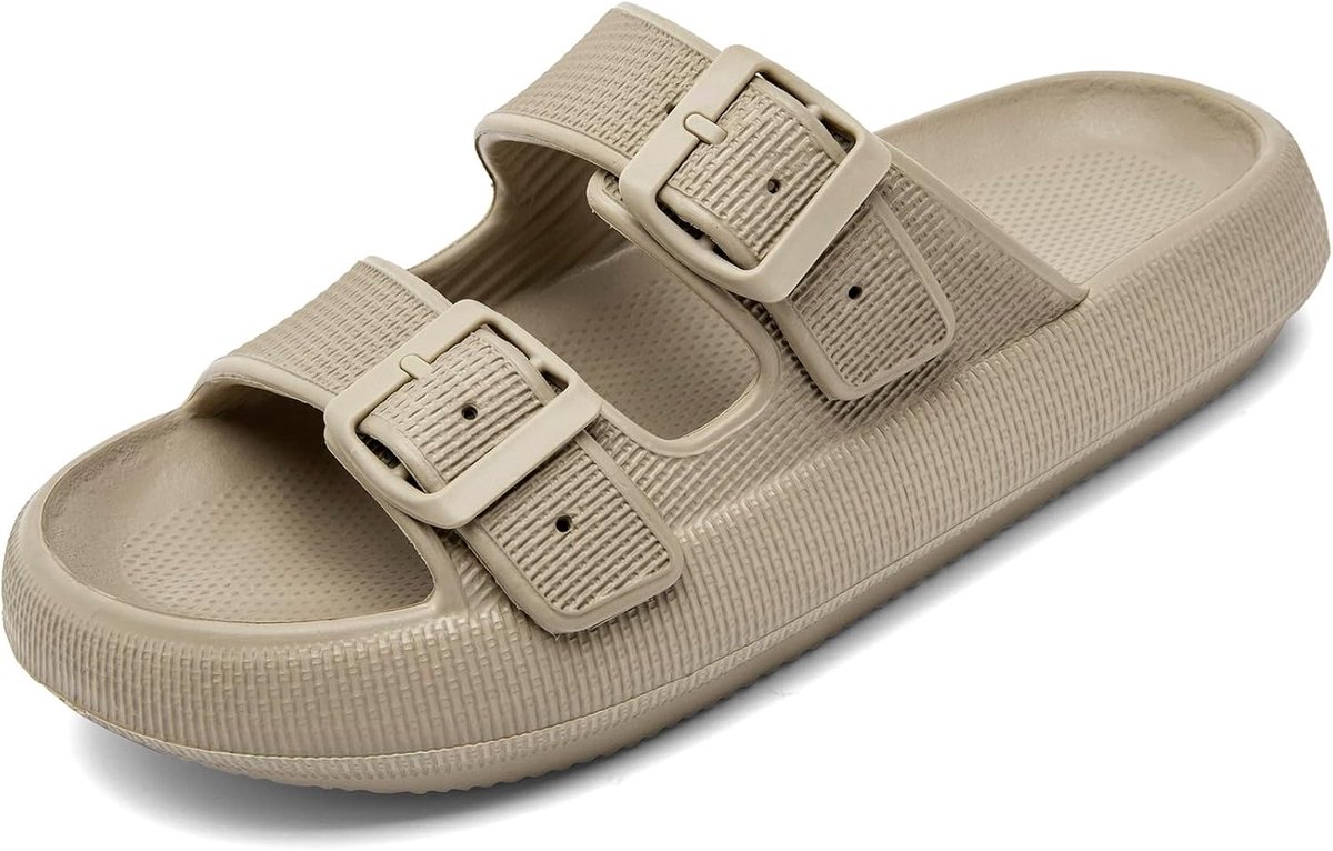 Sliders Vrouwen Mannen Sandalen met Verstelbare Gespen, Douche Badkamer Antislip Sneldrogende Open Teen Super Zachte Comfortabele Dikke Zool Slippers Indoor Outdoor