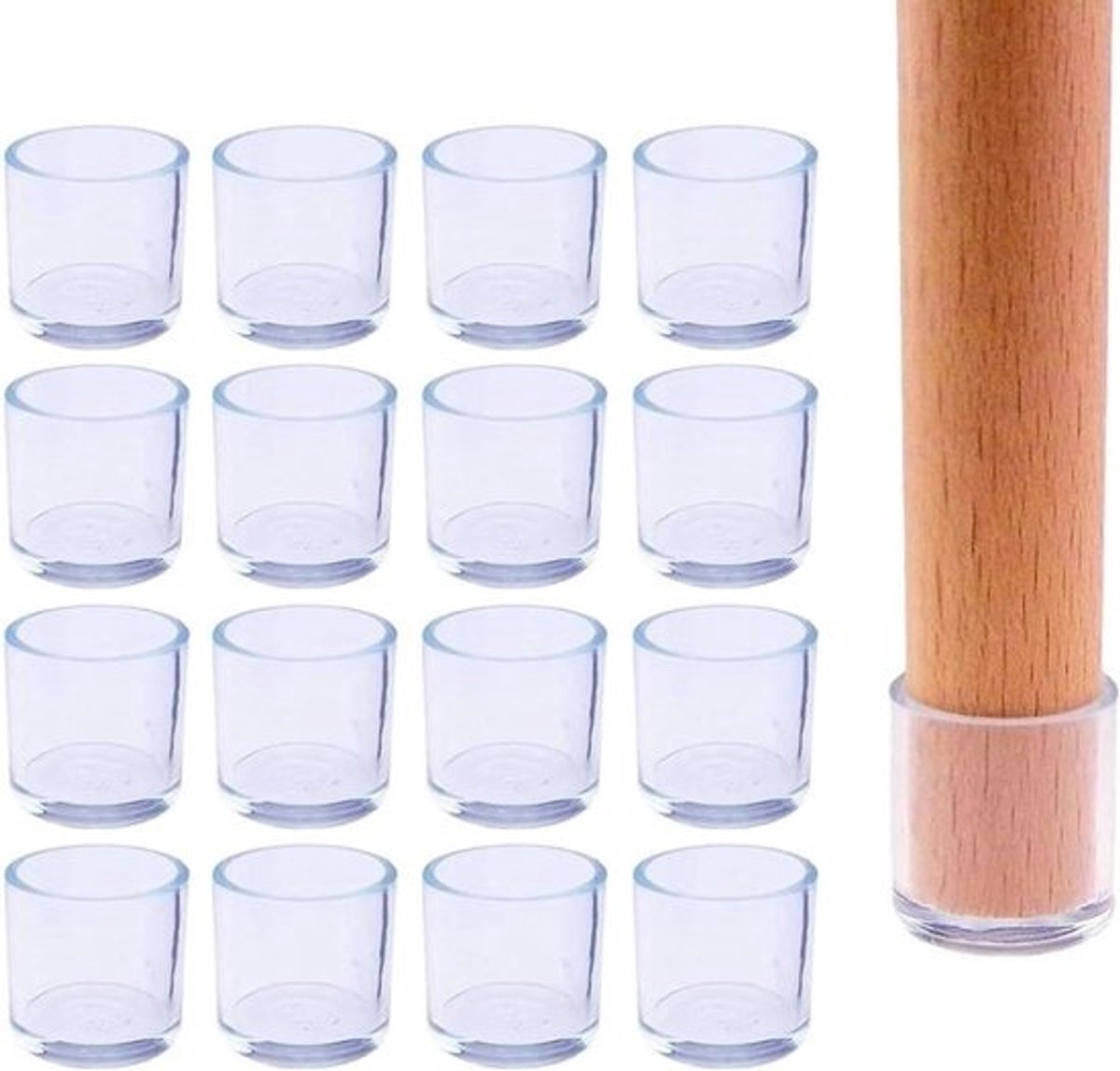 Stoelpootpads - Beschermdoppen - Vloer Beschermen - Onzichtbaar - 16 Stuks - Transparant