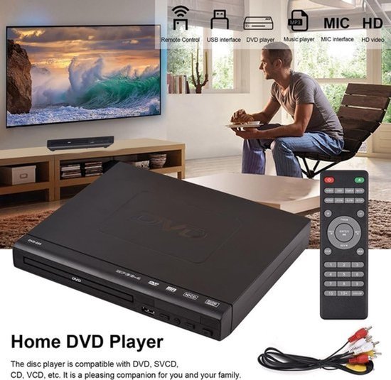 DVD-225 Home DVD Player Digital Media Player AV Output with Remote Control for TV DVD VCD Player EU Plug — afbeelding 3