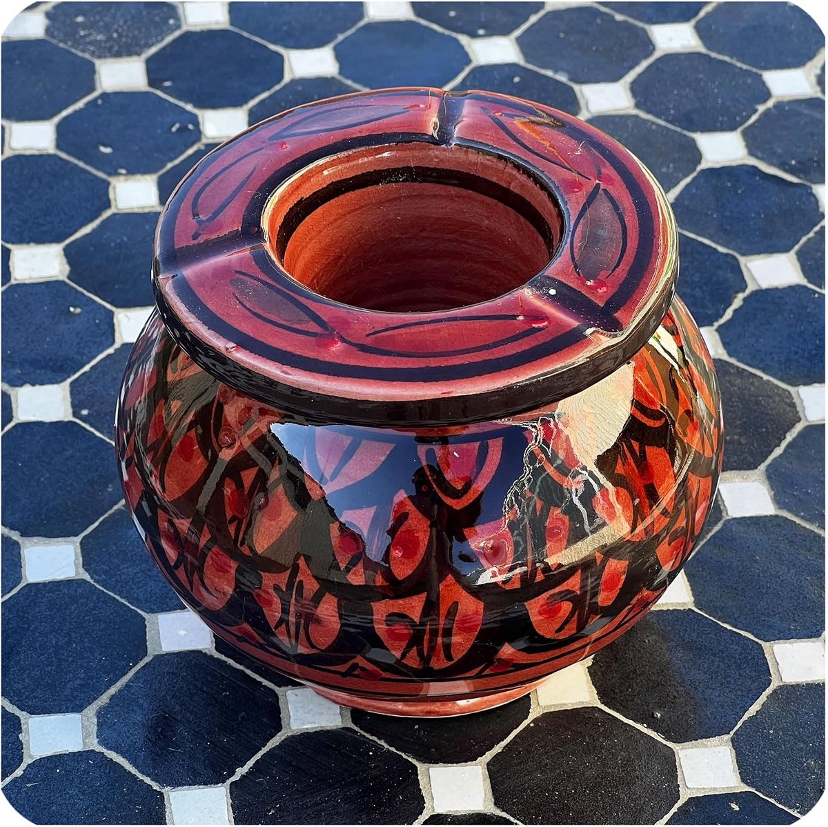Windasbak van keramiek, oosterse decoratie, groot, rood