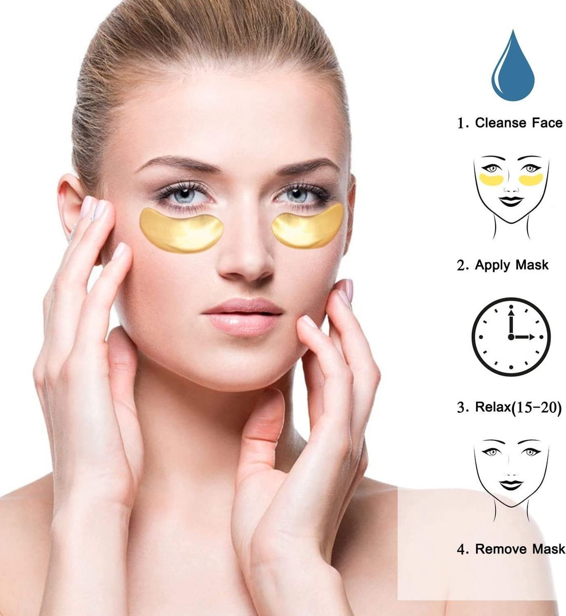 24K Goud Poeder Gel Oogmasker, Premium Anti-veroudering, Anti-rimpel, Vochtinbrengende Crème voor Rimpels onder de Ogen, Verwijder Wallen, Onder de Ogen, Donkere Kringen, Hydraterend