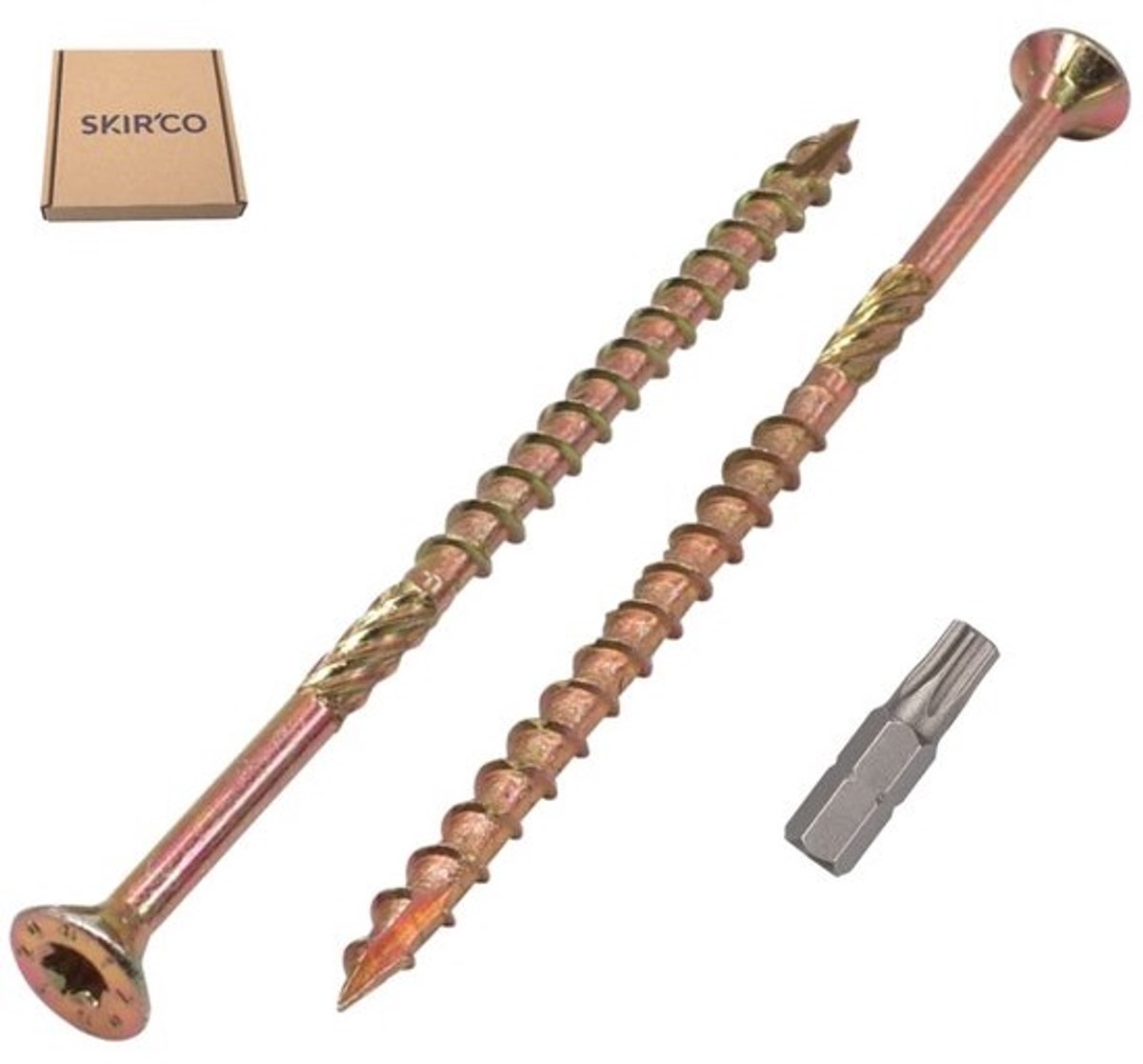 Set van 25 Geel Verzinkte Houtschroeven 6.0 x 120 mm met Verzonken Kop en Torx