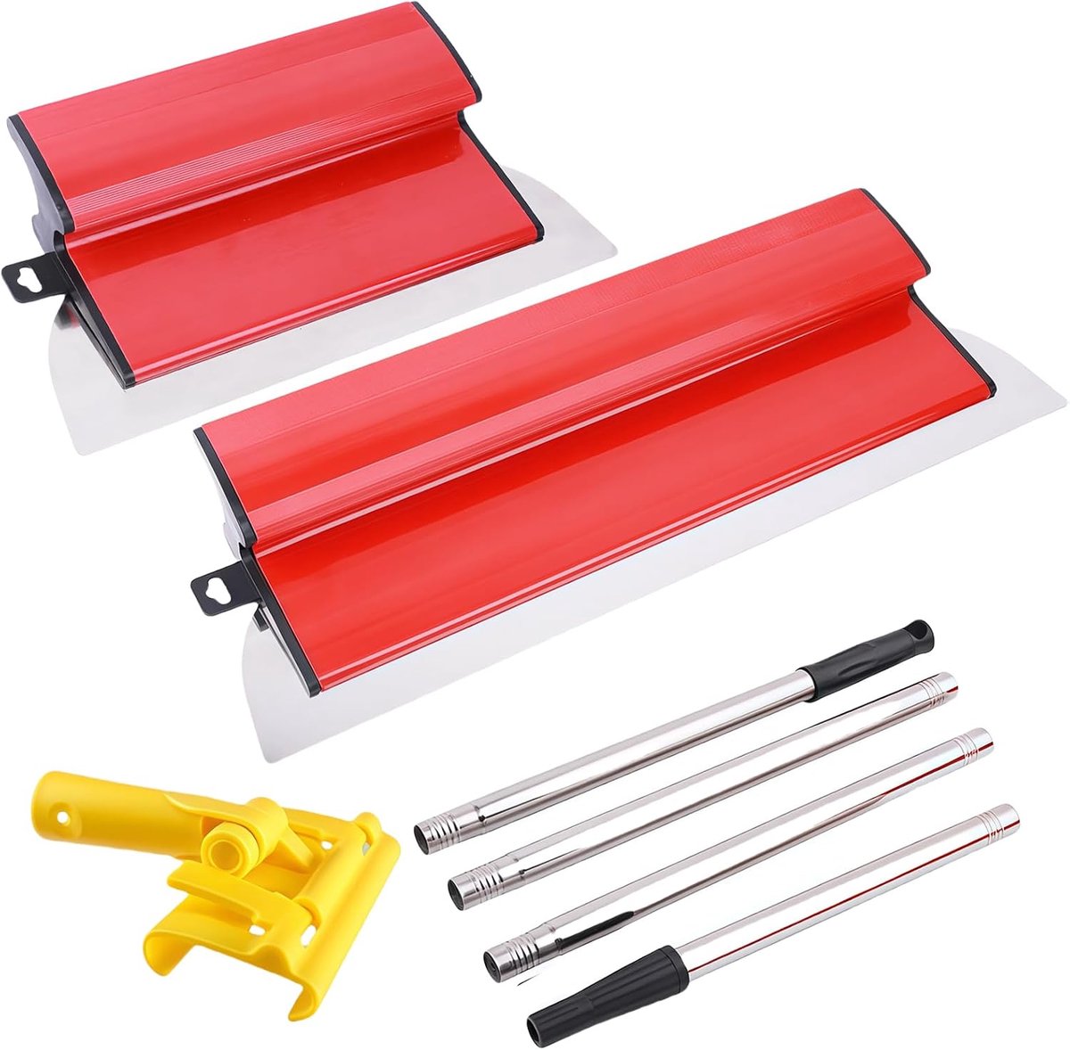 25 cm + 40 cm spatel voor stucwerk met Z-handgreep, oppervlaktespatel met 0,35 mm roestvrijstalen lemmet, professionele spatel voor het gladmaken voor snel pleisteren, 5 stuks