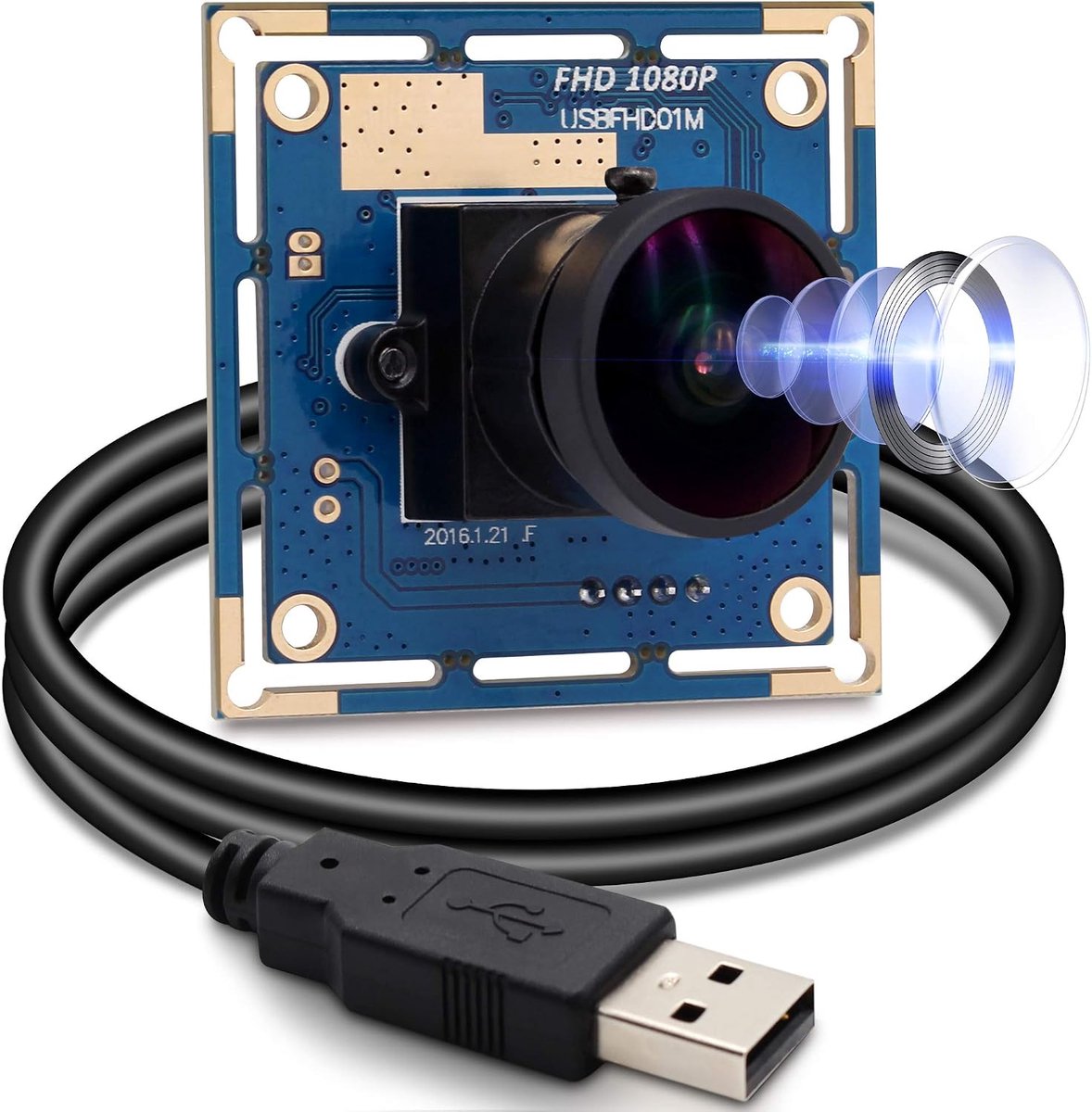 Webcam groothoek 170 graden fisheye-lens camera USB Full HD 1080P 30fps webcamera voor Linux/Windows/Android (SV-USBFHD01M-L170)
