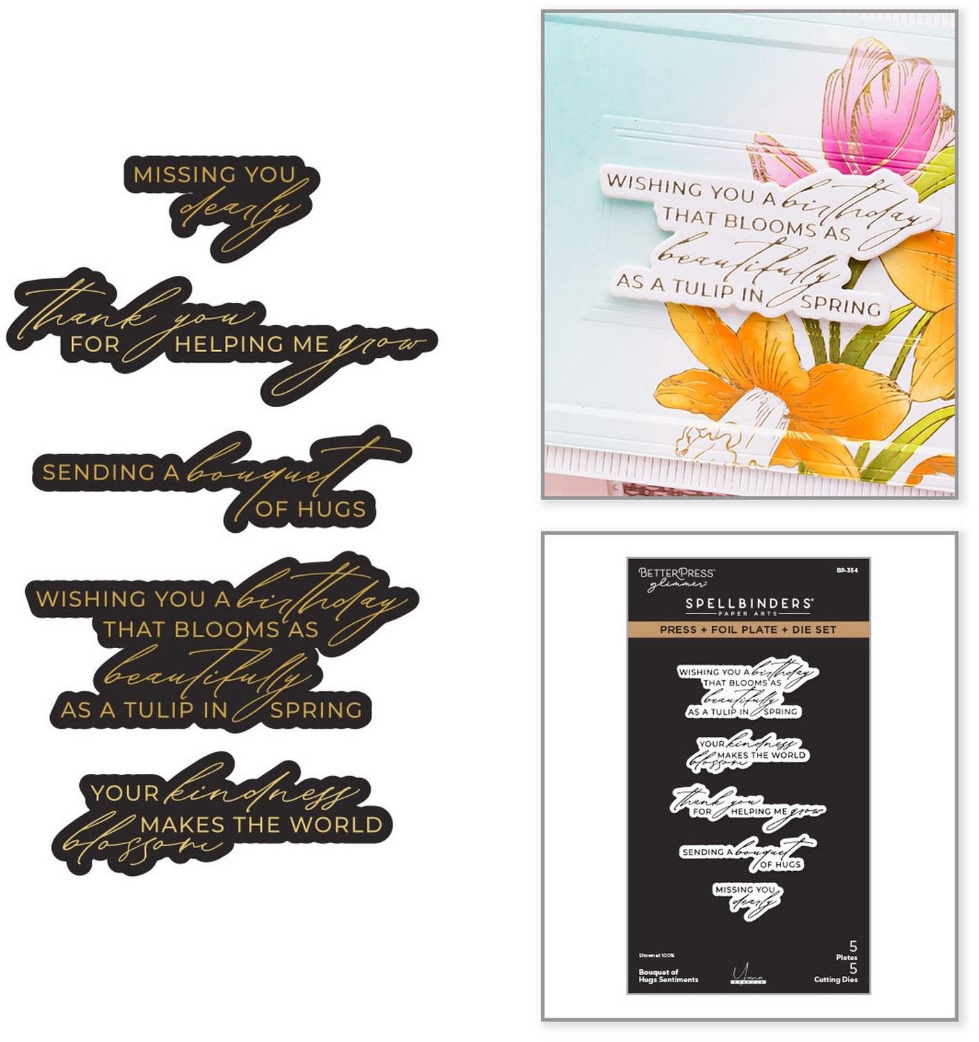 Spellbinders BetterPress Persplaat & Snijmal - Bouquet of Hugs - 10 st.