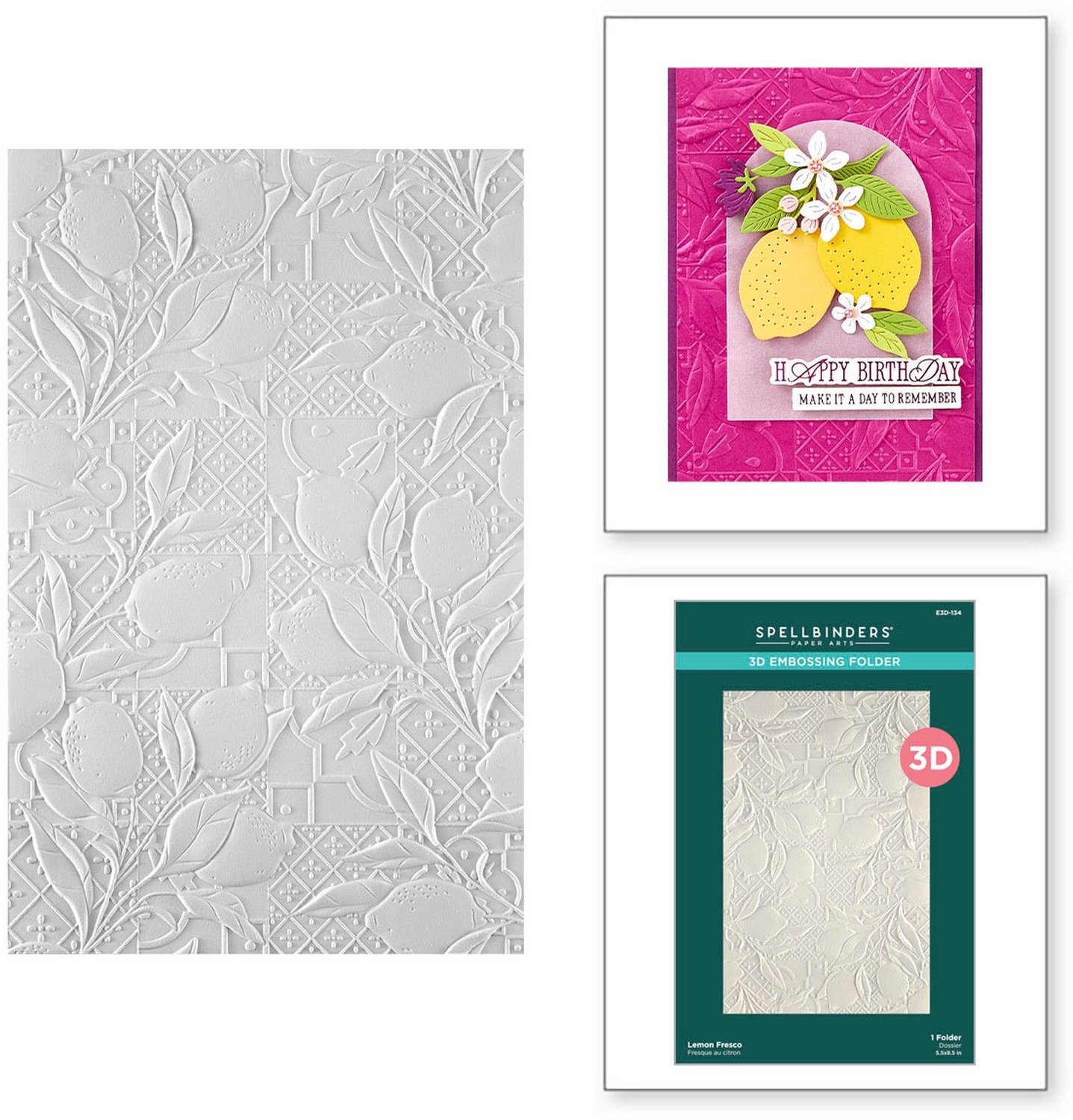Spellbinders 3D Embossing Folder - Lemon Fresco - 13,97 x 21,6 cm