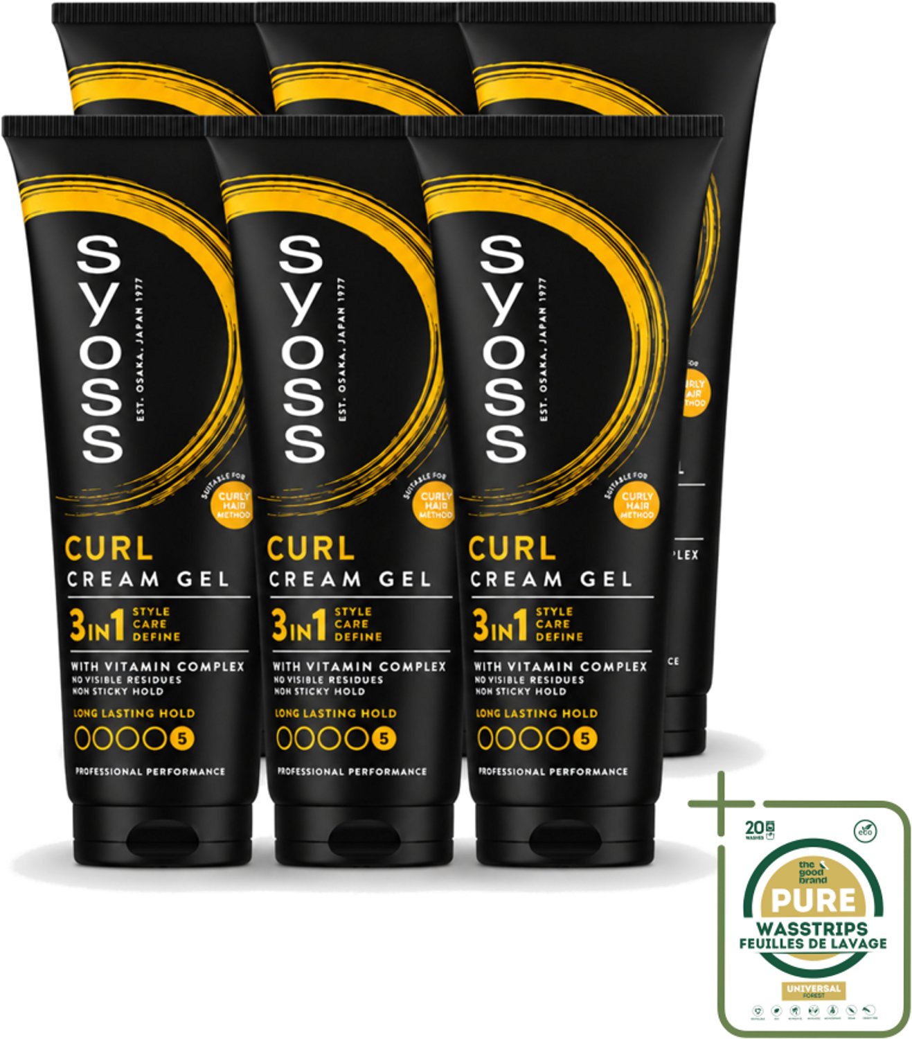 6 x Syoss - Curl Control - Gel - Voor Gedefinieerde Krullen - 250 ml - Wasstrips - Krullen Stylen - Krullen Fixeren - Krullen Verzorgen - Krullen Controleren - Krullen Gedefinieerd Maken
