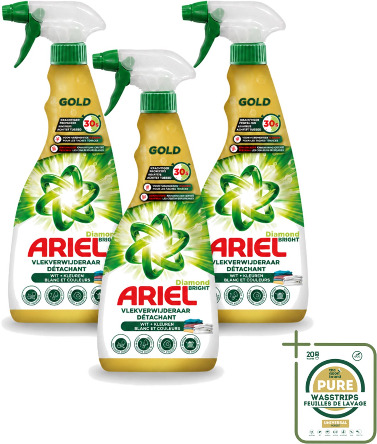 3 x Ariel - Vlekkenverwijderaar - Gold Spray - 750 ml - Wasstrips - Vlekken Verwijderen - Vlekken Verwijderaar - Snel Vlekken Verwijderen - Vlekken Op Kleding - Vlekken Op Witte Kleding