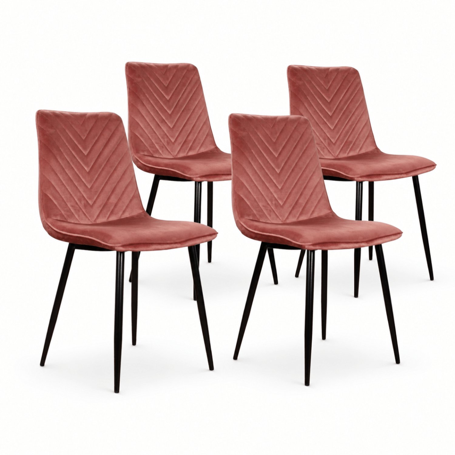 DS4U - - Gaby eetkamerstoel - Set van 4 - Roze - Velvet