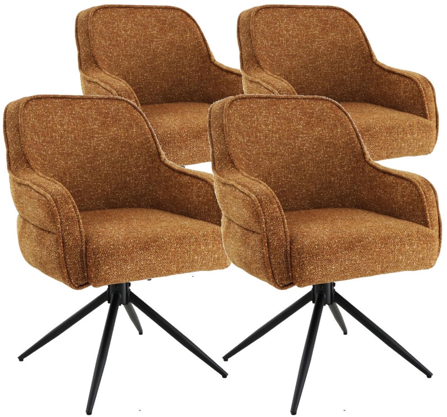 DS4U - - Loisa armstoel met terugdraaifunctie - Set van 4 - Mosterdgeel - Stof