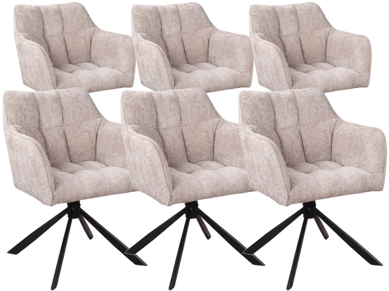 DS4U - - Puck armstoel met terugdraaifunctie - Set van 6 - Champagne - Stof