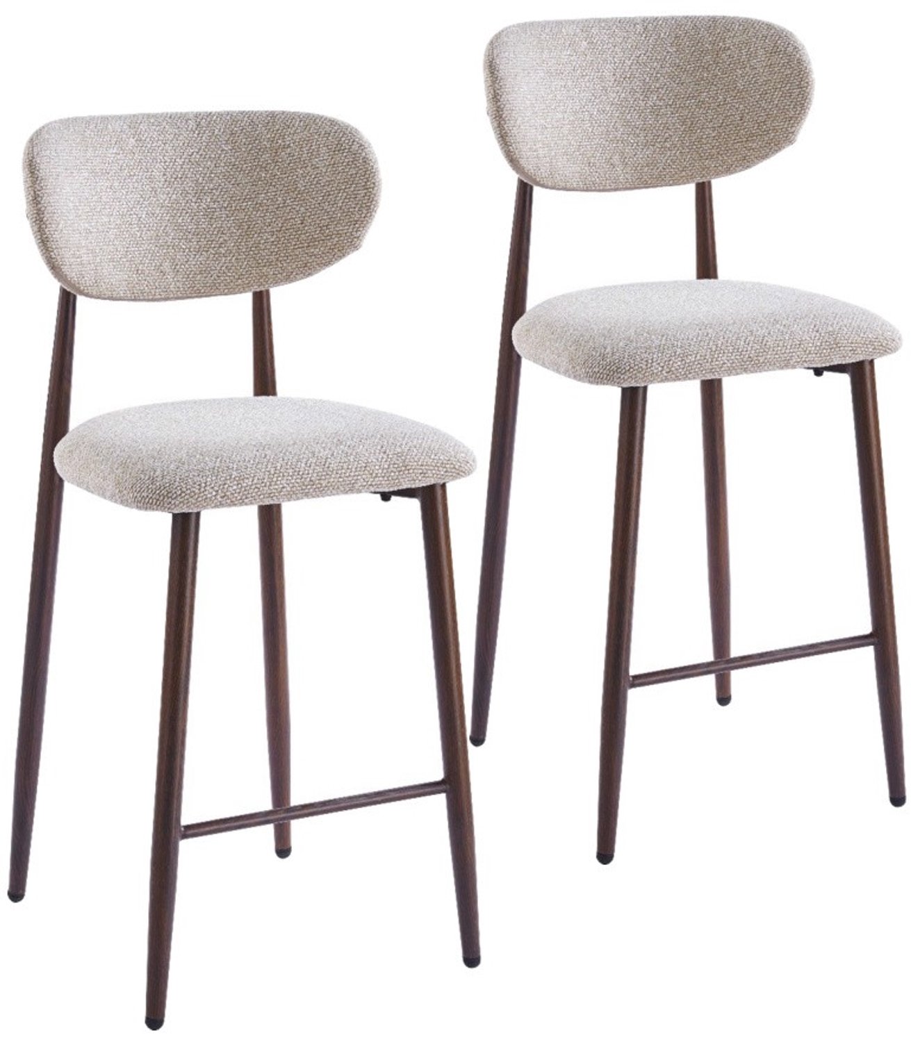 DS4U - - Sumi barkruk 65 cm - Set van 2 - Beige / walnoot poot - Stof