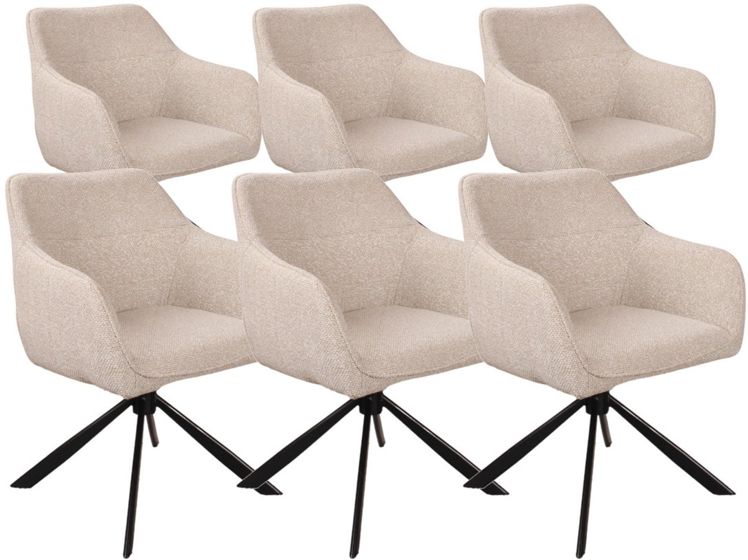 DS4U - - Seff armstoel met terugdraaifunctie - Set van 6 - Champagne - Stof