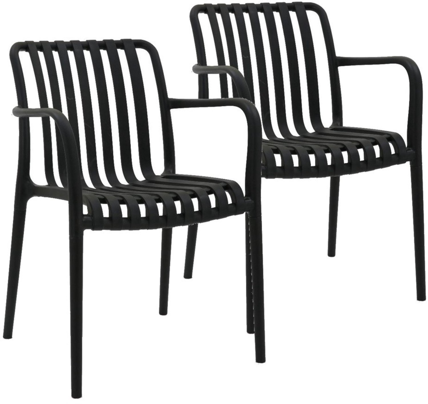 DS4U - - Max tuinstoel - Set van 2 - Zwart - Kunststof - Met armleuning