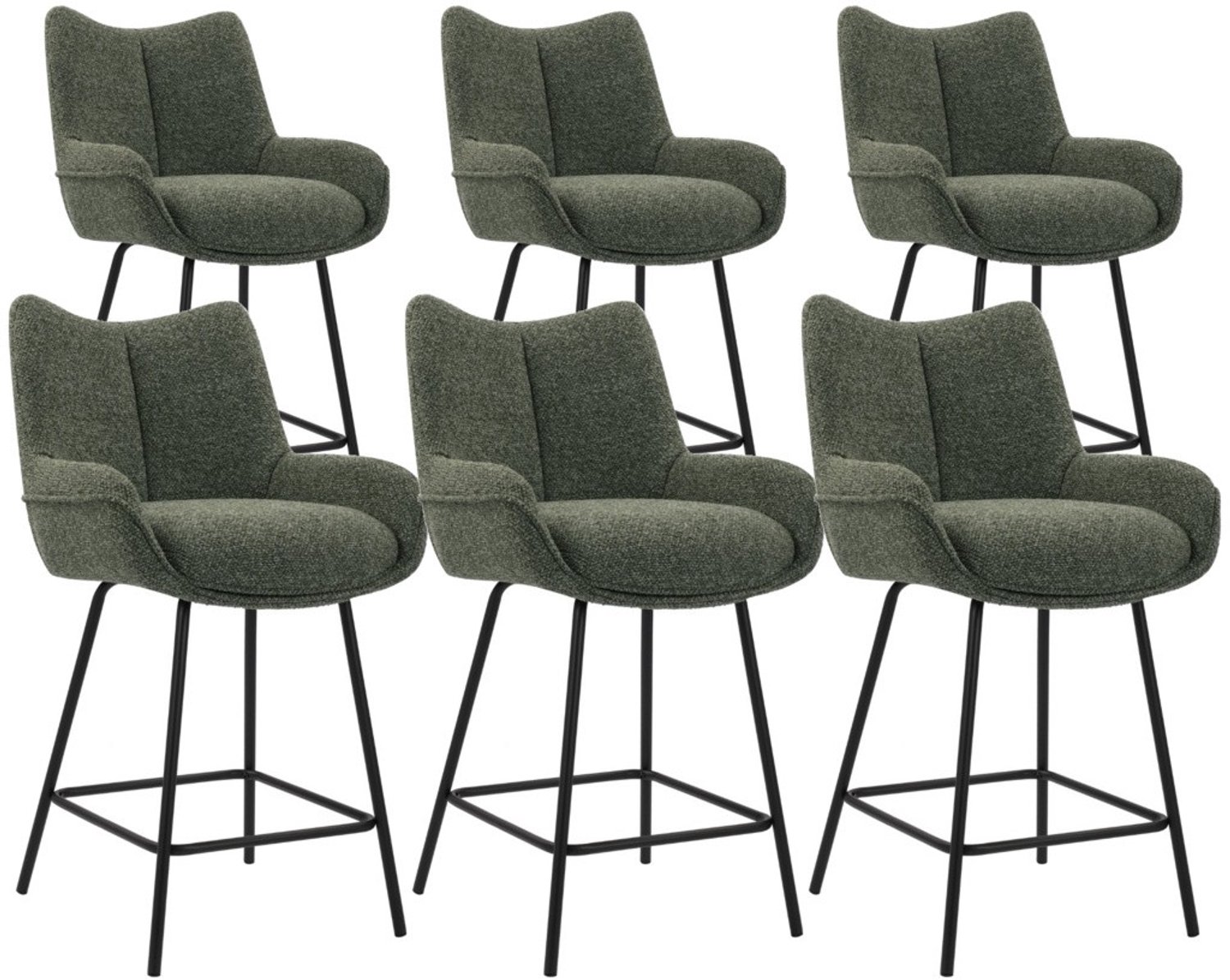 DS4U - - Ivan barkruk 65 cm - Set van 6 - Groen - Stof - Met armleuning