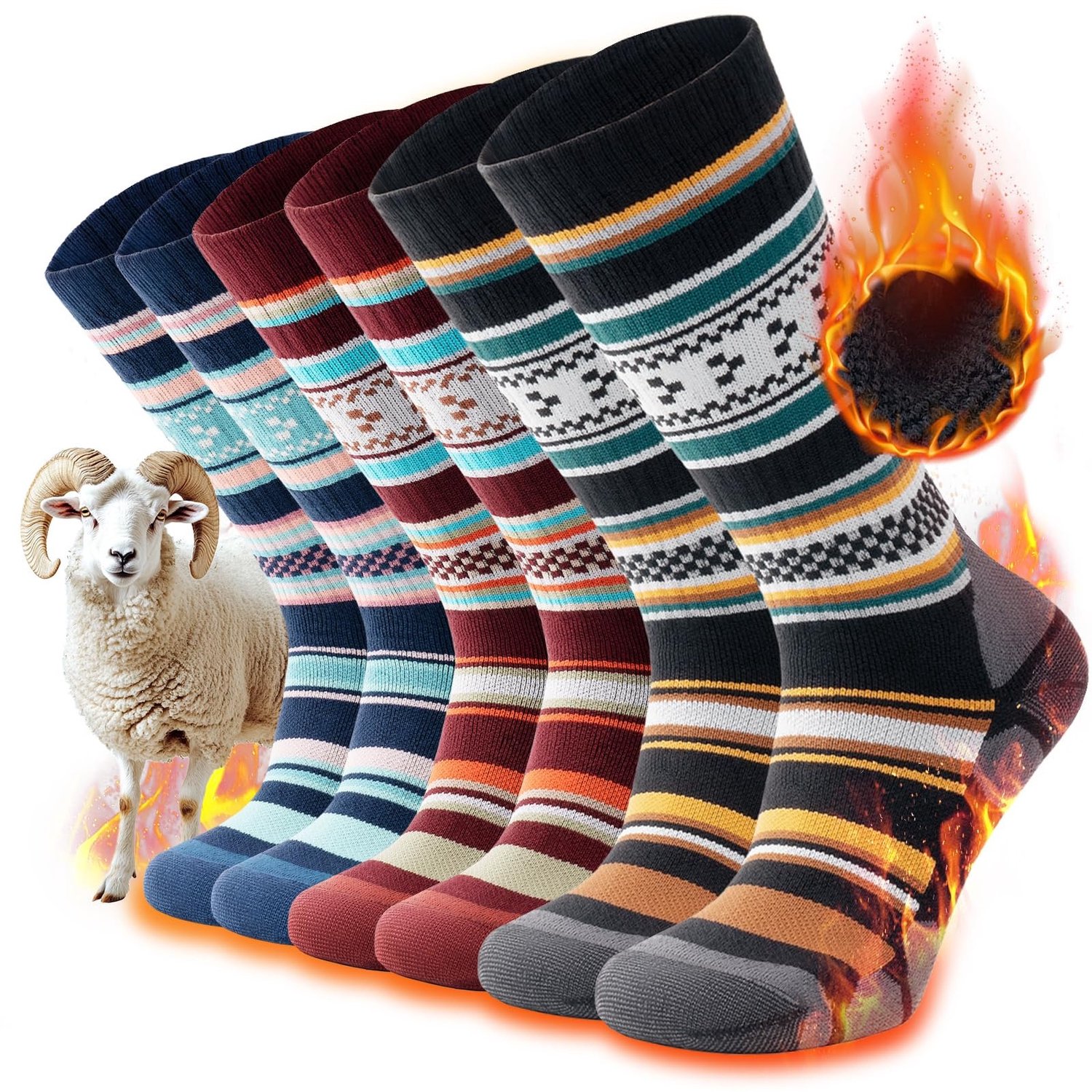 Famanu – Thermische sokken van merinowol met nylon en elastaan Blauw