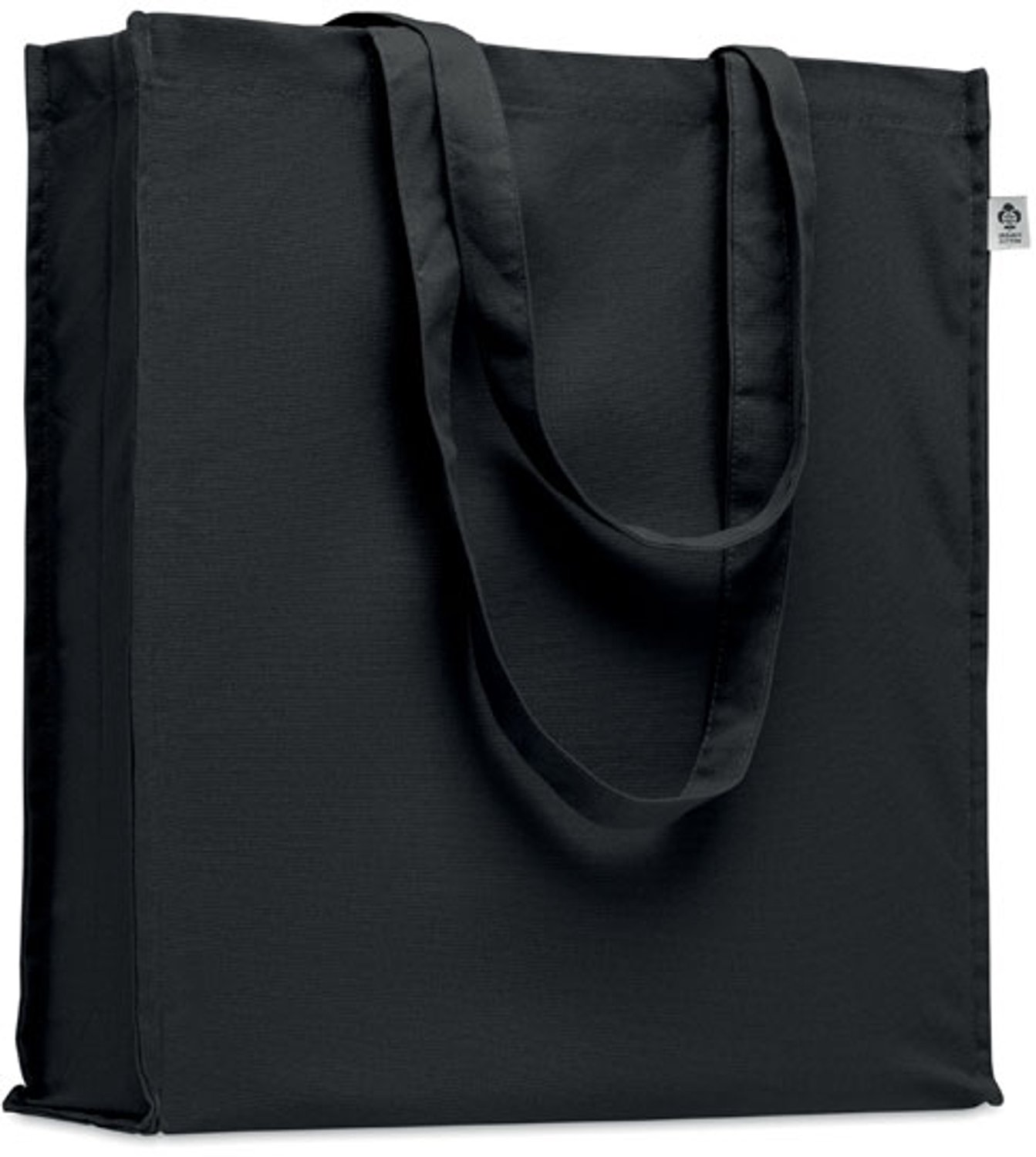 Tote bag - Boodschappentas - Draagtas - Met zijvouw - 38 x 42 cm - Biologisch katoen - Zwart