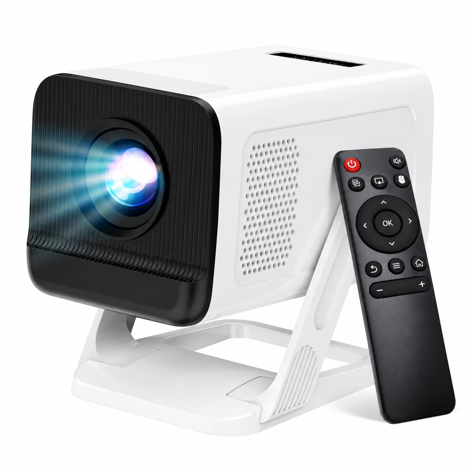 Veya Mini Beamer Wit - Projector - 4K - 180graden draaibaar - Android - Wifi6 - Beeld 40 tot 150inch - Bluetooth - 18 x 15 x 11cm