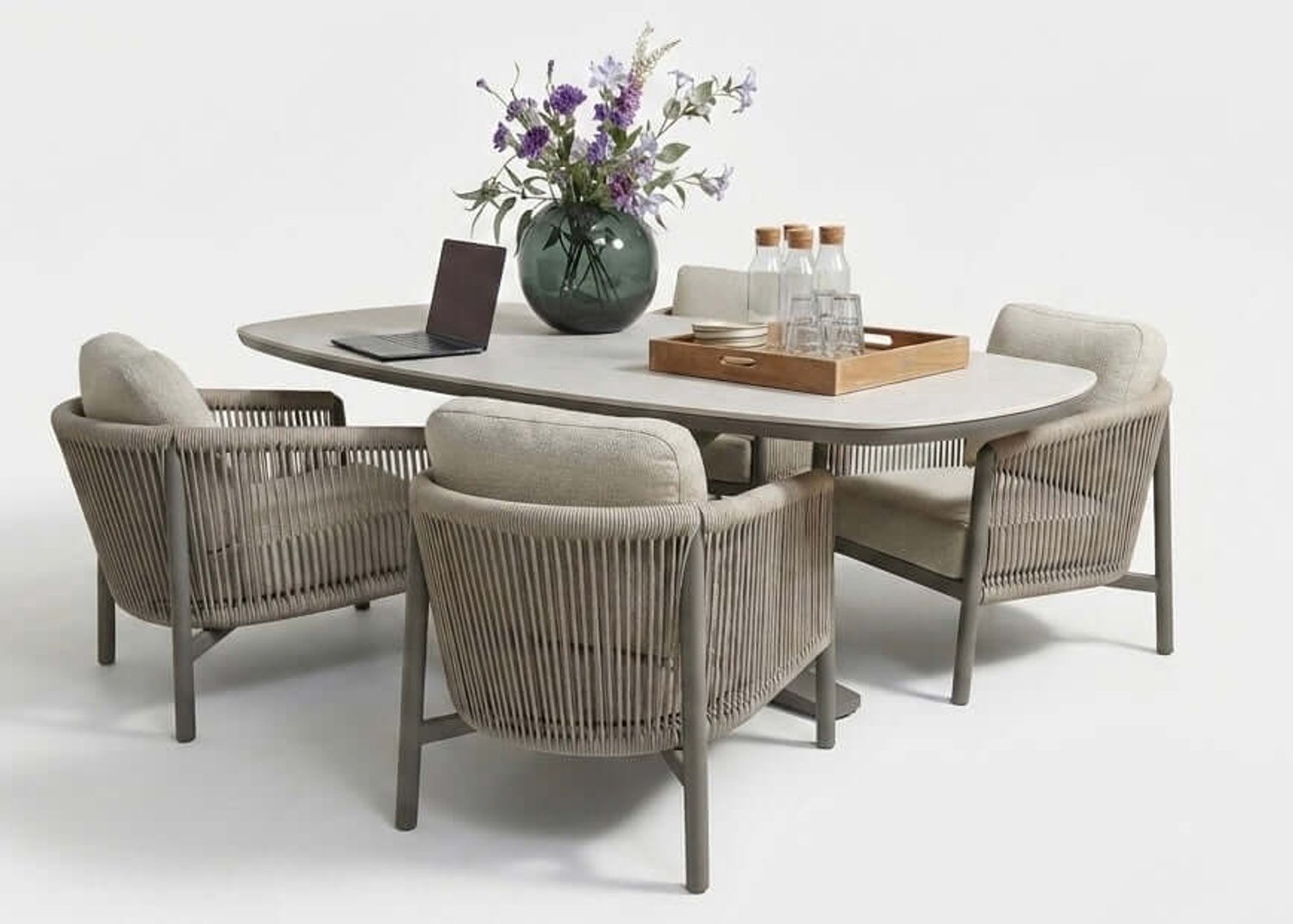 Apple Bee Bora Bora - Zanzibar Low Dining Garden Set - Sintered Stone 220cm