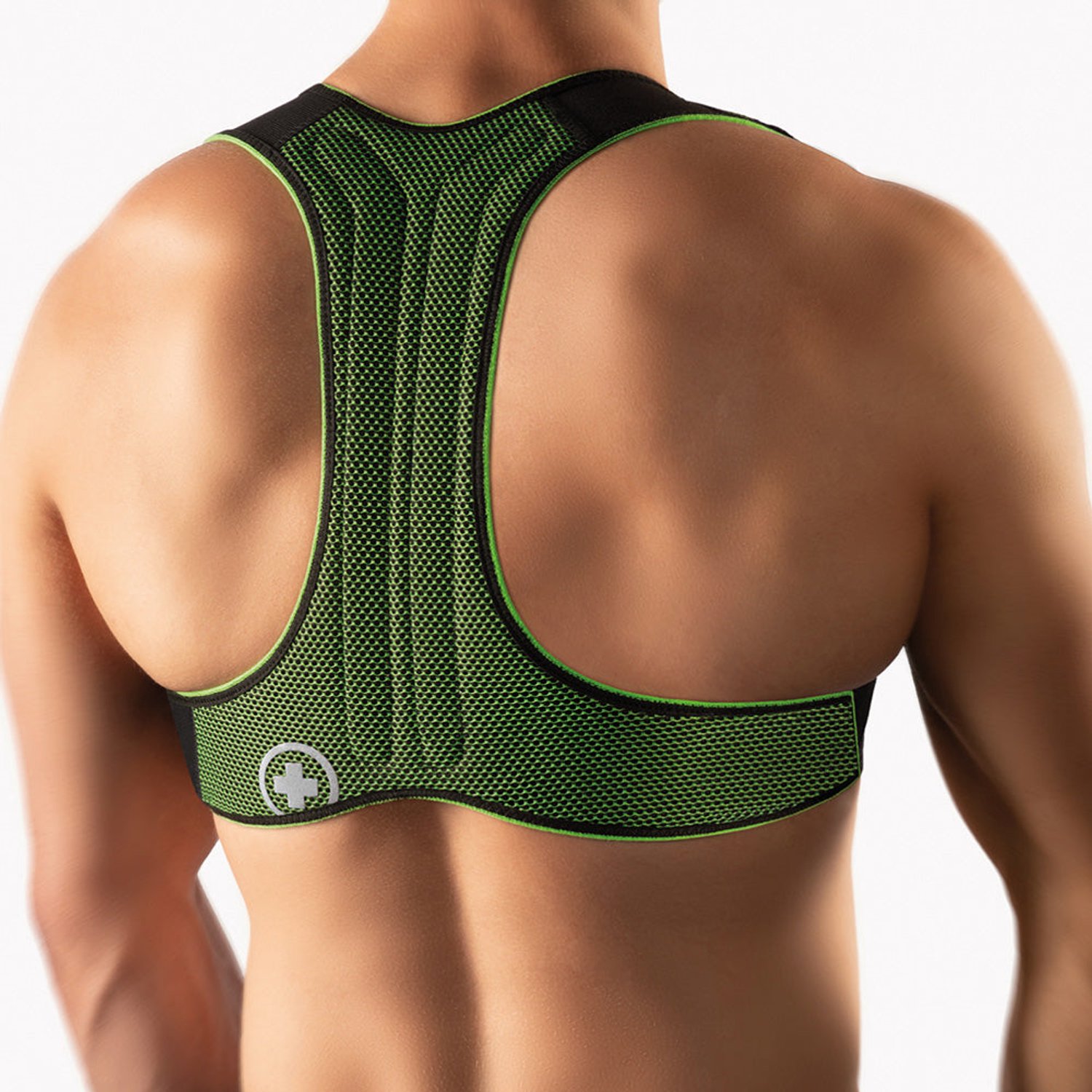 BORT SPORT Rugcorrector – Houdingcorrector voor de Bovenrug – Rugzakprincipe – Zwart/Groen – Maat 4