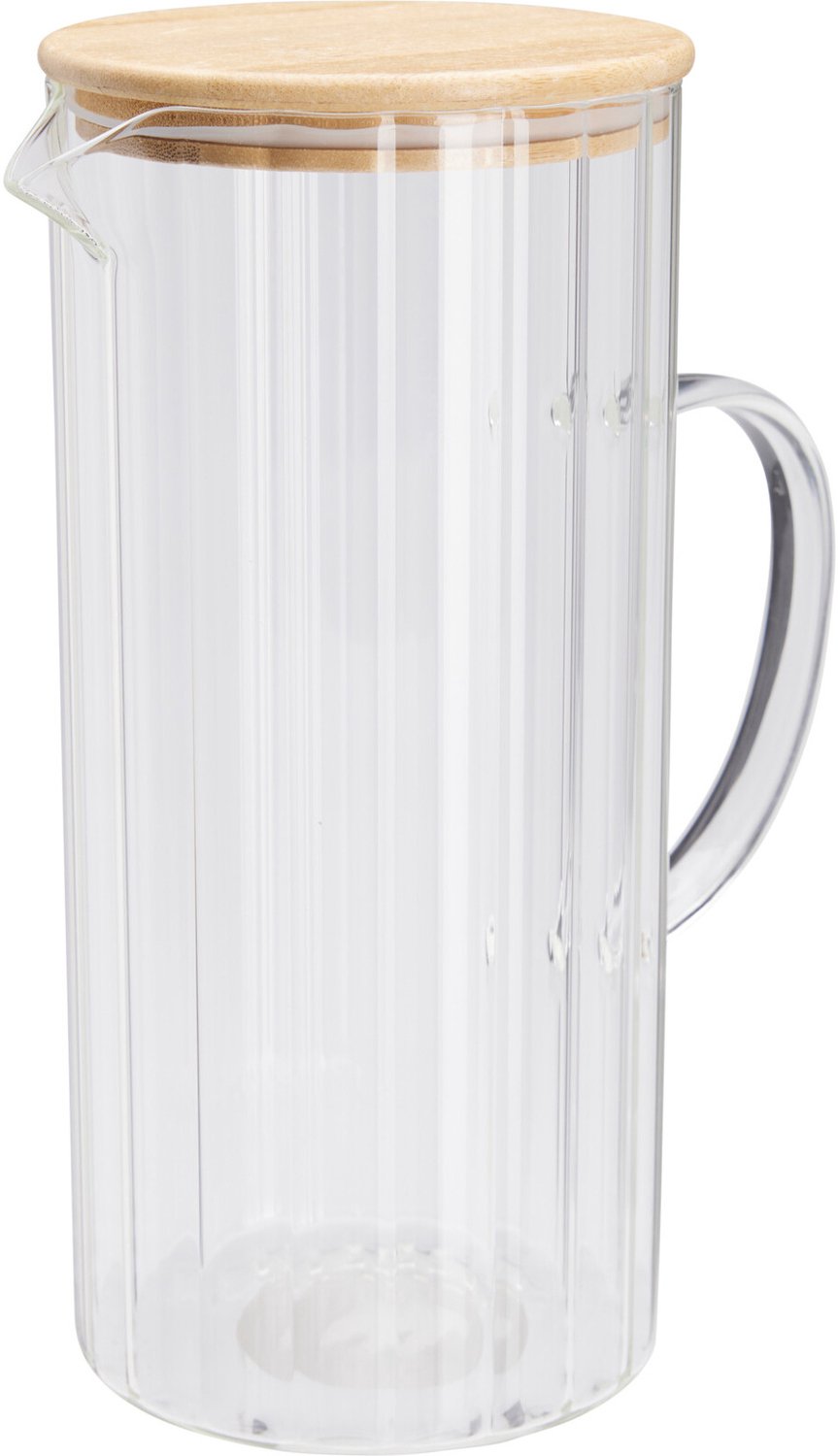 EH Excellent Houseware - Glazen waterkaraf NATO, geribbeld glas, 1,4 l