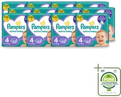 12 x Pampers – Luiers – Active Baby Maat 4 (9-14 kg) – 62 Luiers - Grootverpakking - Vaatwasstrips - Luiers Voor Baby - Droge Luiers - Actieve Baby - Superabsorberende Luiers - Anti-lek Luiers