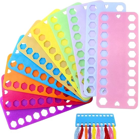 Set van 10 Borduurgaren Spoelen - Roze, Blauw, Lichtbruin, Geel, Paars - 20 Gaten Kunststof Draadsorteerder - Voor Naaien en Borduren — afbeelding 2