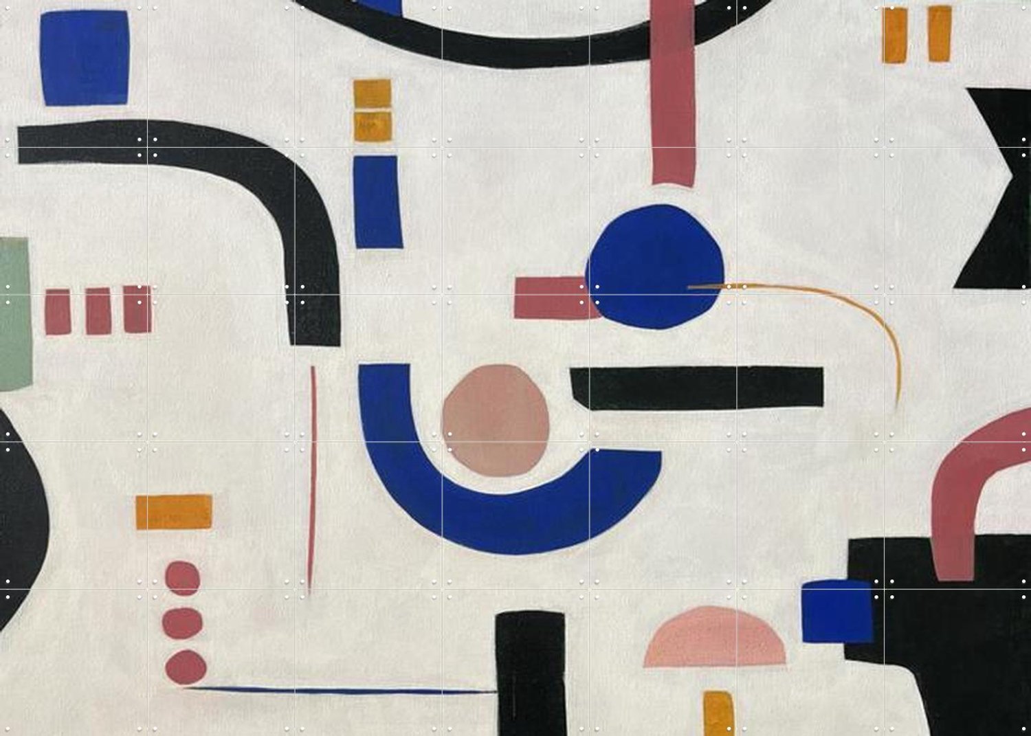 IXXI Murcia, Studio Maren - 140 x 100 cm - Grote wanddecoratie en posters - Geometrische Kunst, Abstract, Studeerkamer, Woonkamer Wit / Zwart / Blauw