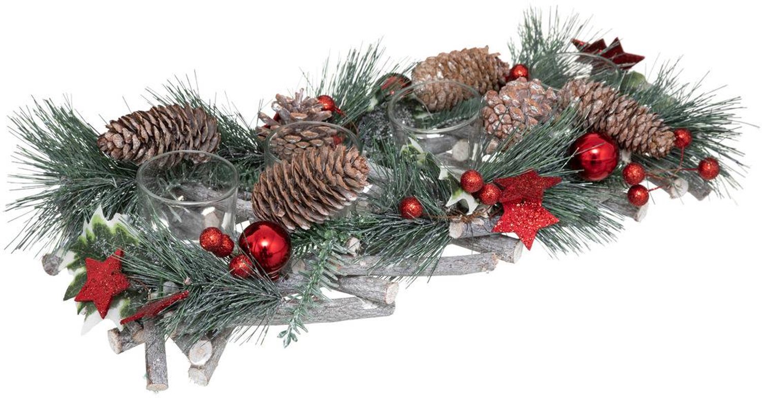 Feeric lights & Christmas Tafelversiering met 4 windlichten, 39 x 14 cm, rood Multicolore