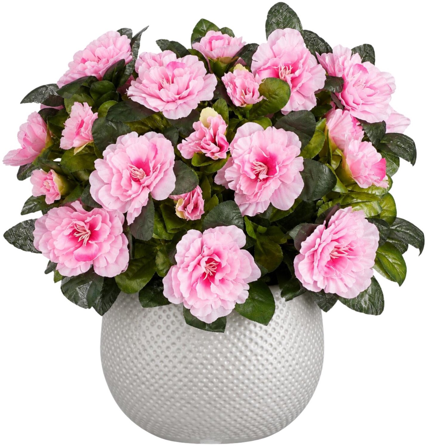 Mica Decorations Kunstplant - Azalea roze - H31 cm - in witte bloempot - keramiek - complete set van pot en plant - decoratie stuk