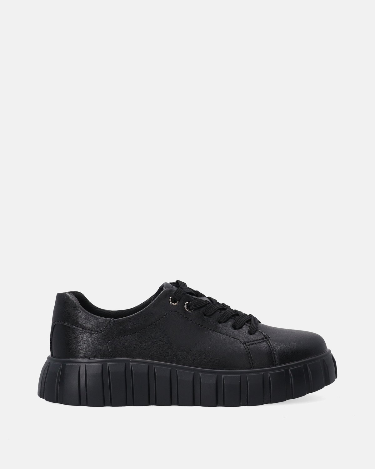 Zwarte Leren Sneakers - Dikke Zool - Maat 39