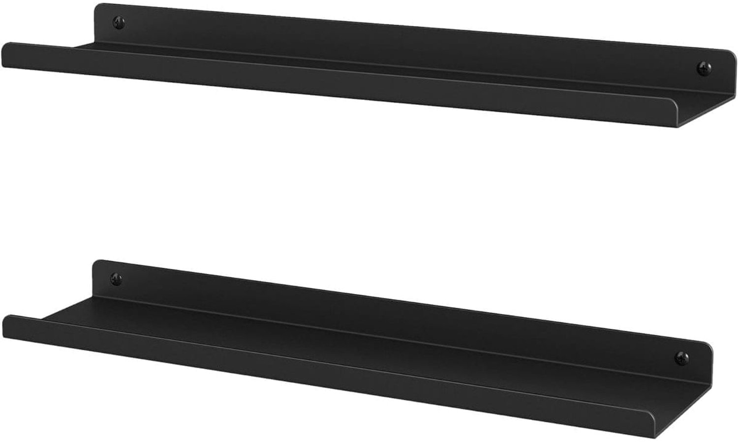 Klarven Wandplank Zwart - Wandplank Zwevend - Industriële Wandplank - Wall Shelf - Set van 2 - Inclusief Bevestigingsmateriaal - 40x10x2,5 cm
