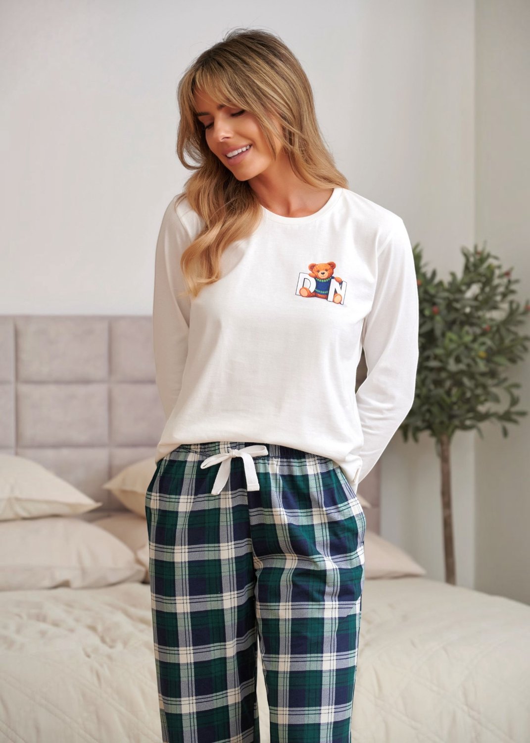 Doctor Nap Katoenen Pyjama Dames DN Teddy PM.7513 40 / Wit