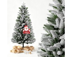 Aufun Premium kunstkerstboom – 150 cm – Kunstspar met natuurlijk sneeuweffect, PE- & PVC-naalden, 400 takpunten, snel te monteren scharniersysteem.