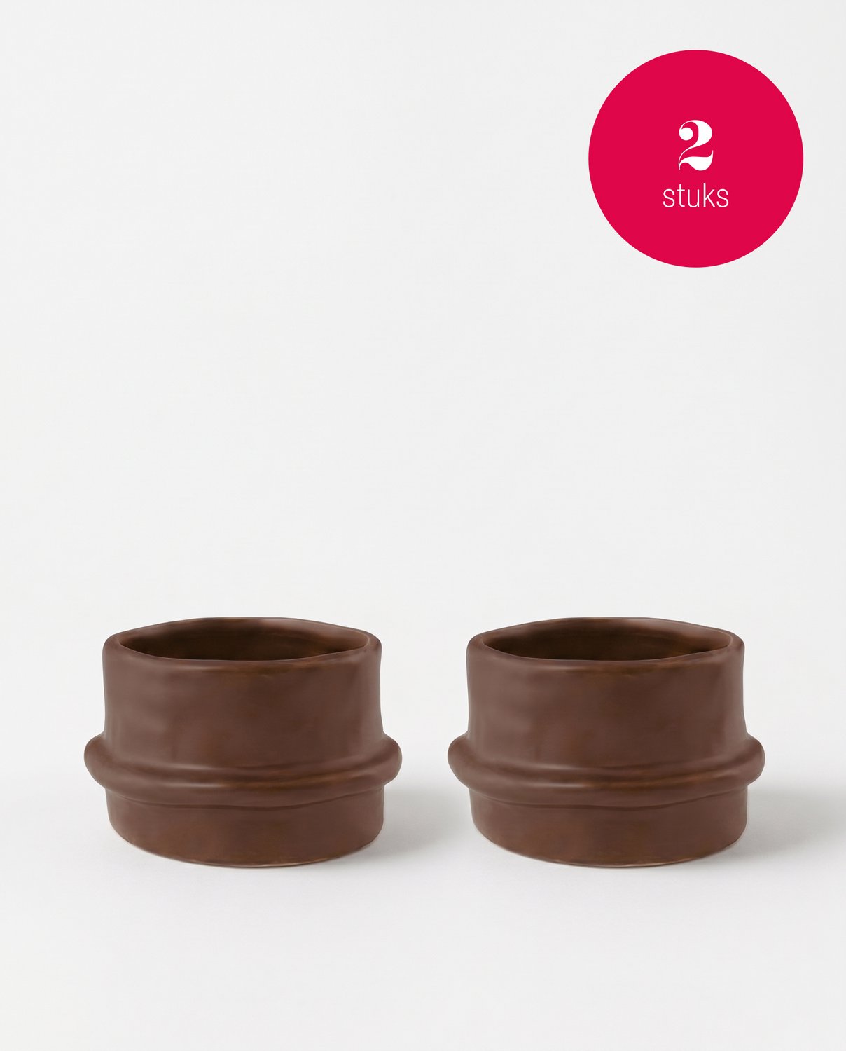vtwonen - Waxinelichthouders Straight - Karamel - Keramiek - Set van 2 - 8,5 x 5,5 cm
