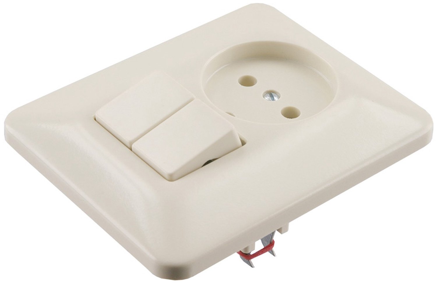 Inbouw basiselement combinatie wandcontactdoos (wcd) 1-voudig + serieschakelaar crème