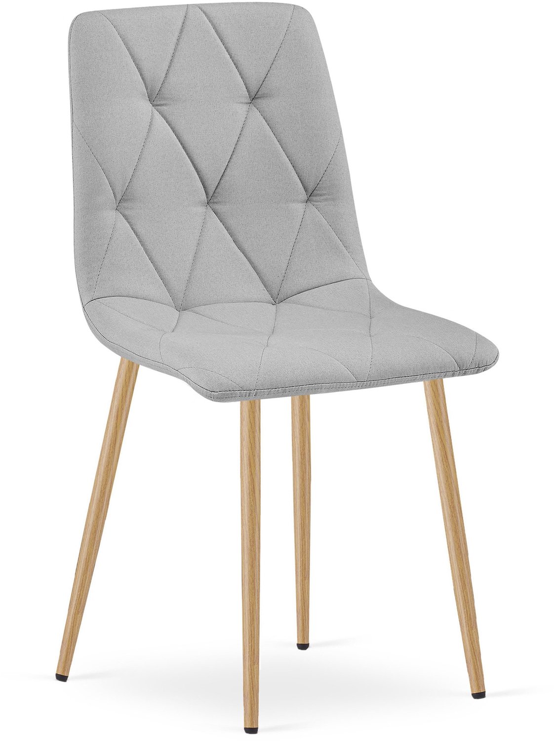 LEOBERT LIBRA Eetkamerstoel – Lichtgrijs Stof – Houten Poten – Comfortabele Gestoffeerde Zitting – Modern Design – Voor Woonkamer, Keuken en Eetkamer – Max. 110 kg