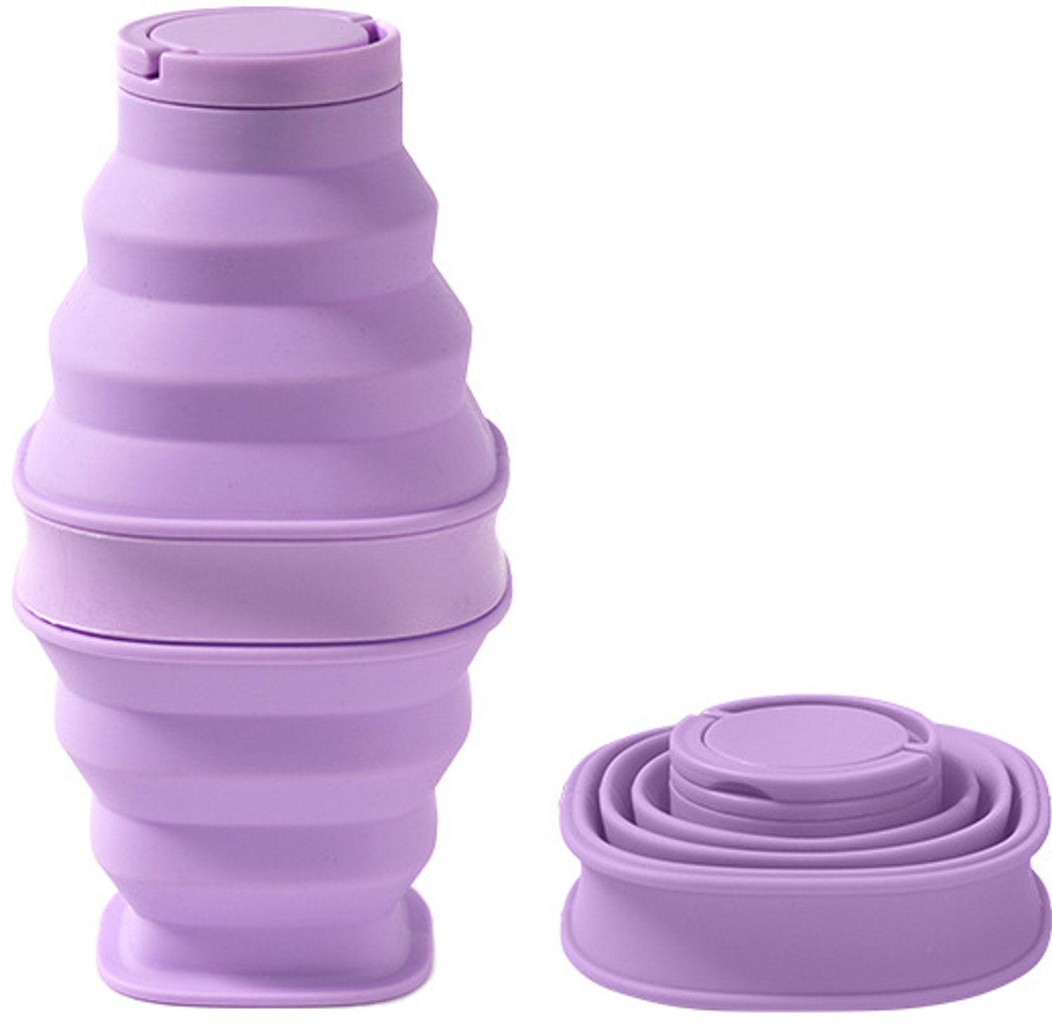 Siliconen Sportfles 600ml – Opvouwbaar, lekvrij, flexibel siliconen materiaal en compact op te bergen – fietsen en dagelijks gebruik wanneer u onderweg bent - Paars
