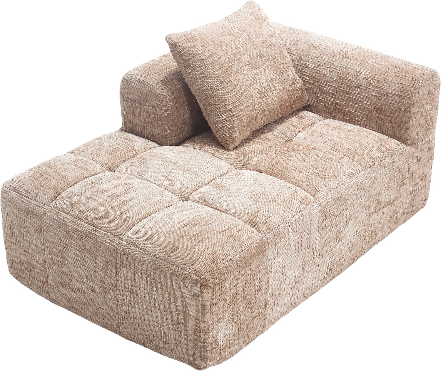 CHICFURN Chaise longue - Zonder montage - Zijzakken - Khaki