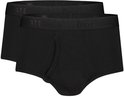 Set van twee zwarte Ten Cate slips met gulp en elastische tailleband met merklogo.