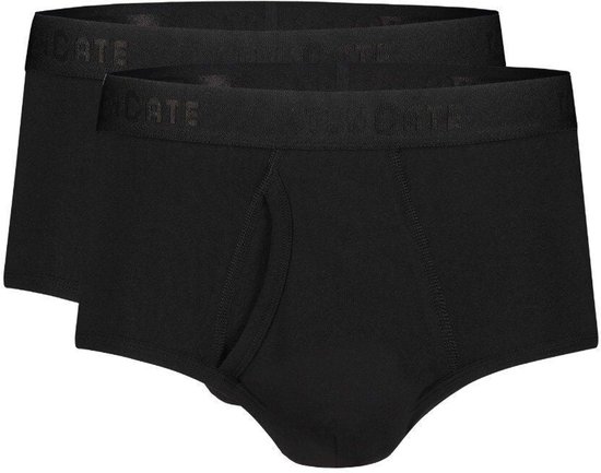 Set van twee zwarte Ten Cate slips met gulp en elastische tailleband met merklogo.