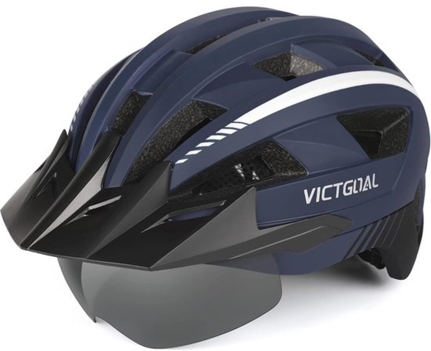 Mountainbikehelm - Afneembaar vizier en ledachterlicht - Maat 57-61 CM