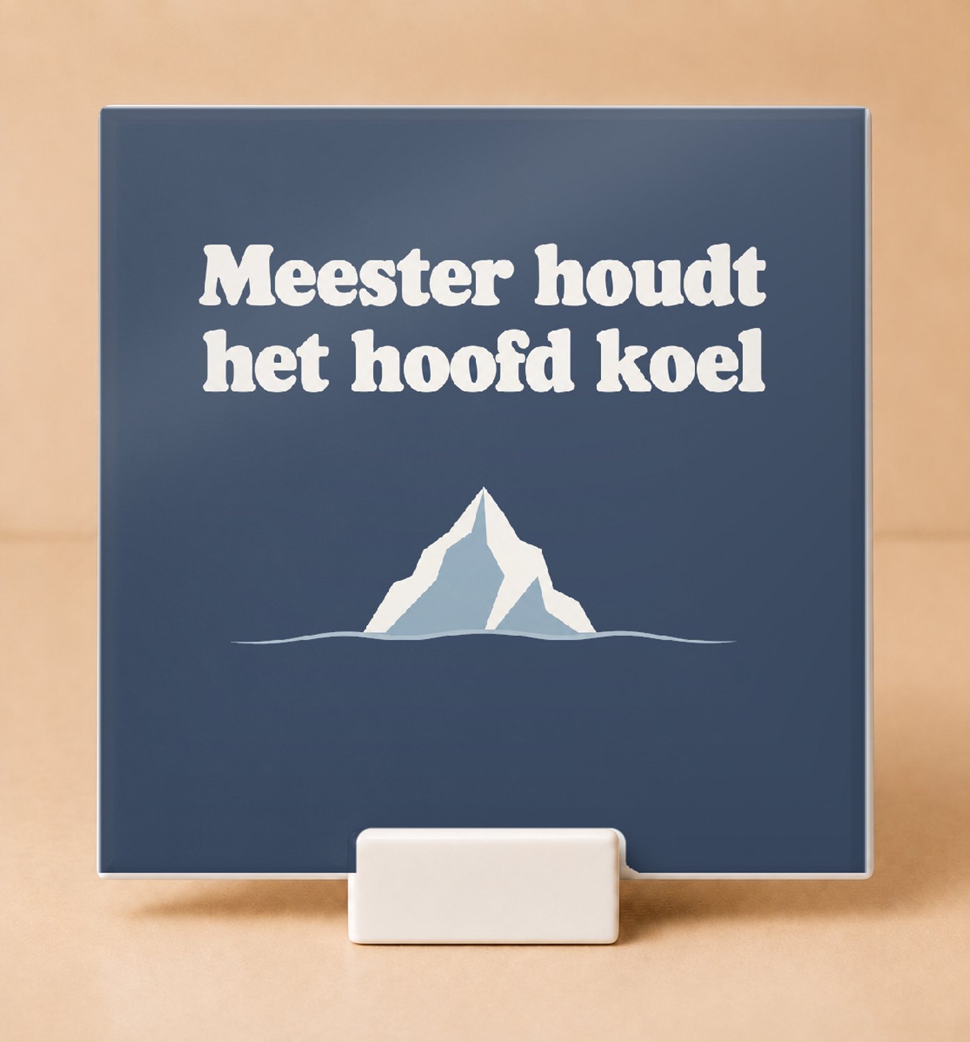 Bedruk King Vintage jaren 70 retro 'Meester houdt het hoofd koel' Tegel – Leuke decoratie voor telefoonvrije klassen en leraren - 11 x 11 cm met houder Wit