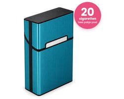 PocketMaster Sigaretten Doosje - Blauw - Aluminium - Sigarettenhouder - Weerbestendig - Stevige en Luxe Sigarettendoosjes