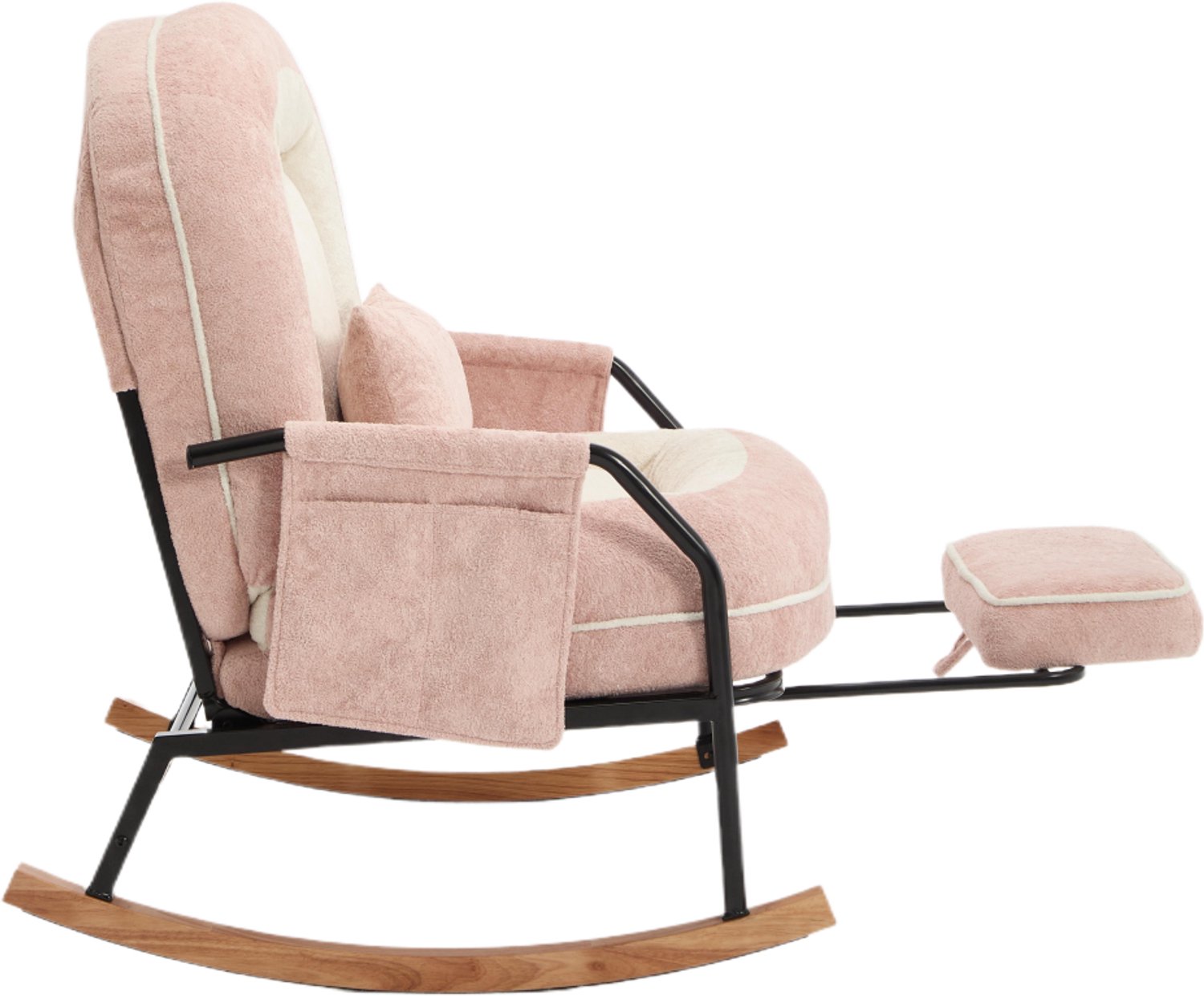 MODENUIT Schommelstoel - Verstelbare Rugleuning en Voetensteun - Woonkamer - Stof - Roze - 80x87x95 cm