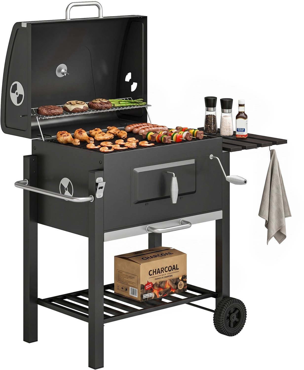 Smoker kleine BBG grillwagen- houtskoolgrill- staande grill-rookoven-grillrooster