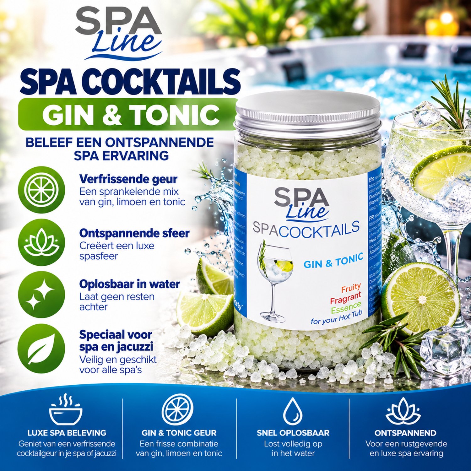Spa Line Gin & Tonic Spa Zout – Jacuzzi Zout voor Spa en Bubbelbad