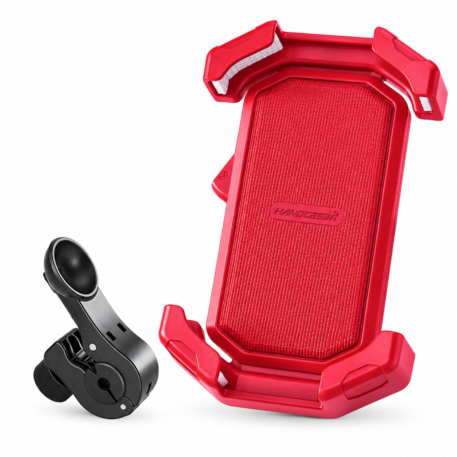Mobiele telefoonhouder voor spiegelstang, rood model zonder demontage, voor telefoons van 4,7–6,8 inch